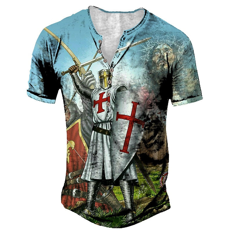 Men's V-neck Short Sleeve Turndown Vacation Work Casual T-shirt