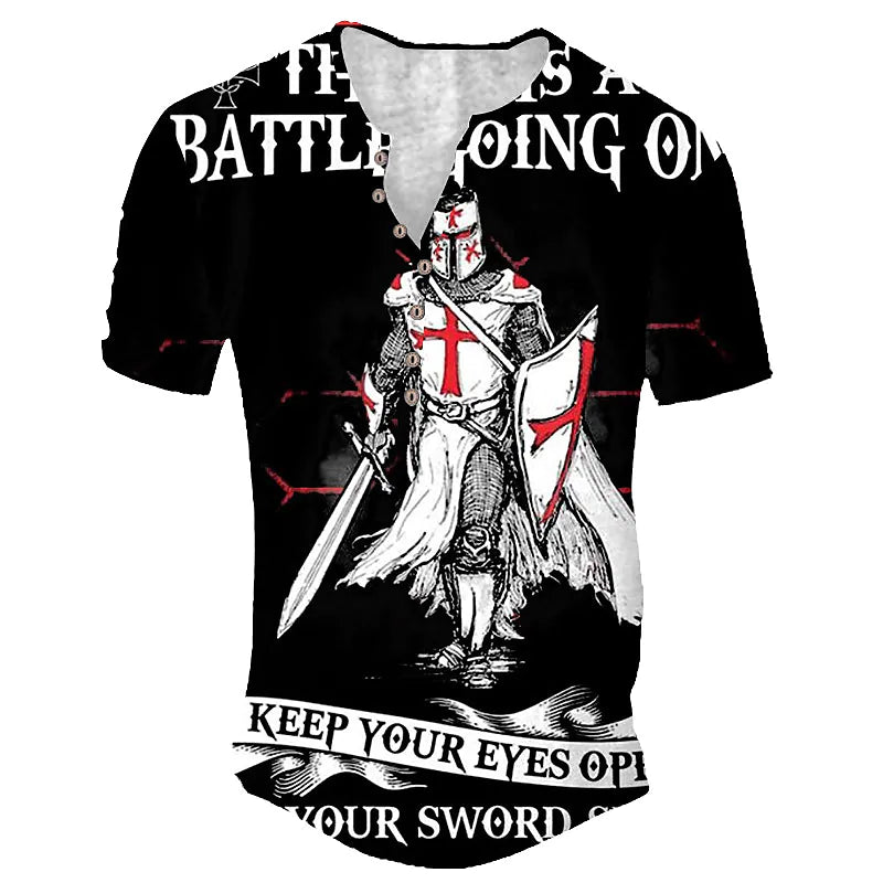 Men's Short Sleeve V-neck Letter Printing Vacation Casual T-shirt