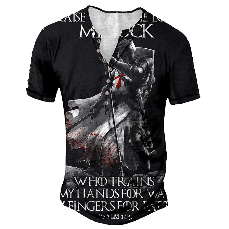 Men's Short Sleeve V-neck Letter Printing Vacation Casual T-shirt