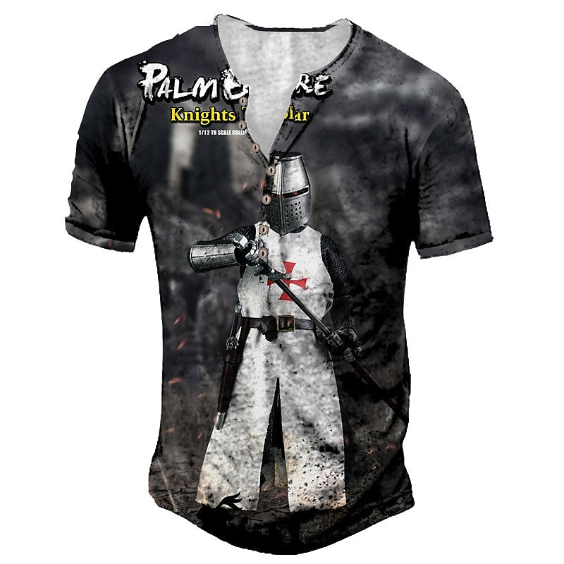 Men's V-neck Short Sleeve Turndown Vacation Work Casual T-shirt