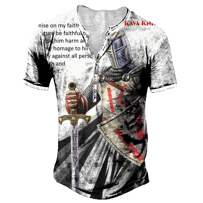 Men's Short Sleeve V-neck Letter Printing Vacation Casual T-shirt