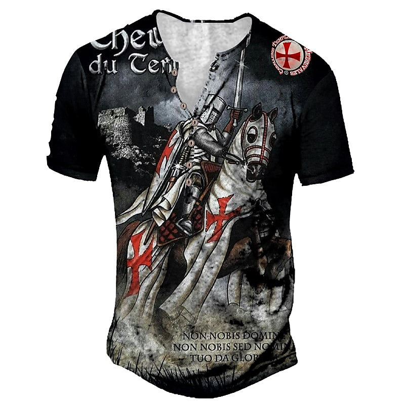Men's V-neck Short Sleeve Turndown Vacation Work Casual T-shirt