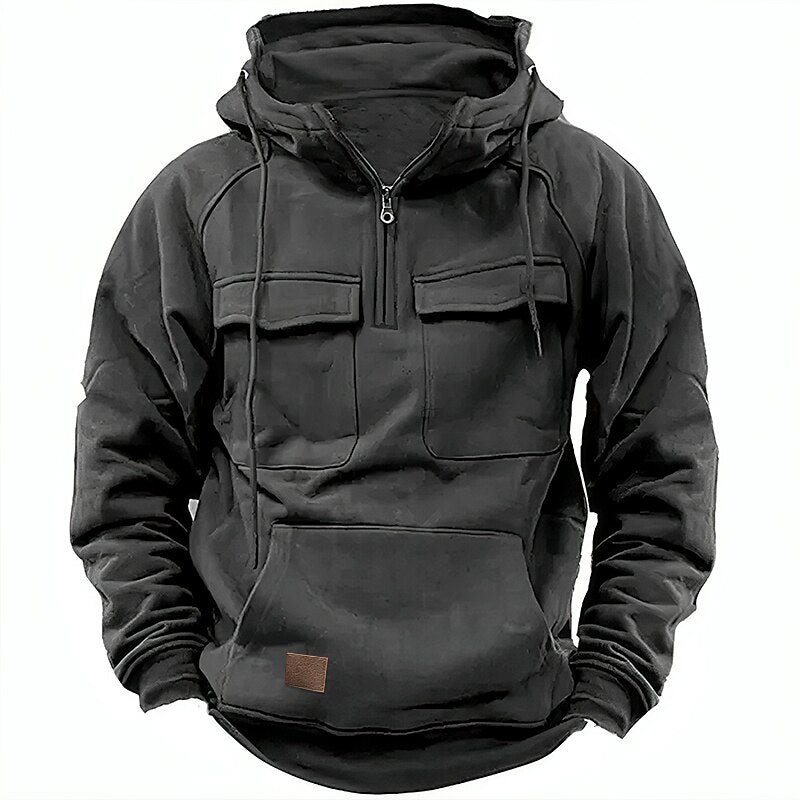 Men's Hoodie Quarter Zip Hoodie Tactical Hoodie Wine Red Black Wine Army Green Navy Blue Hooded Plain Tactical Sports & Outdoor Daily Streetwear Cool Casual Spring & Fall Clothing Apparel Hoodies