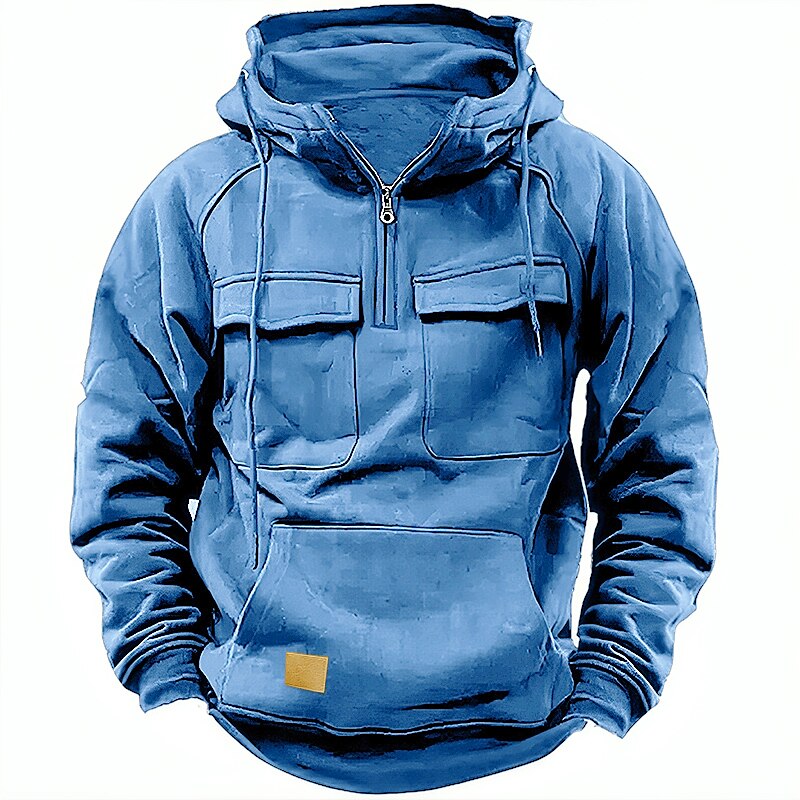 Men's Hoodie Quarter Zip Hoodie Tactical Hoodie Wine Red Black Wine Army Green Navy Blue Hooded Plain Tactical Sports & Outdoor Daily Streetwear Cool Casual Spring & Fall Clothing Apparel Hoodies