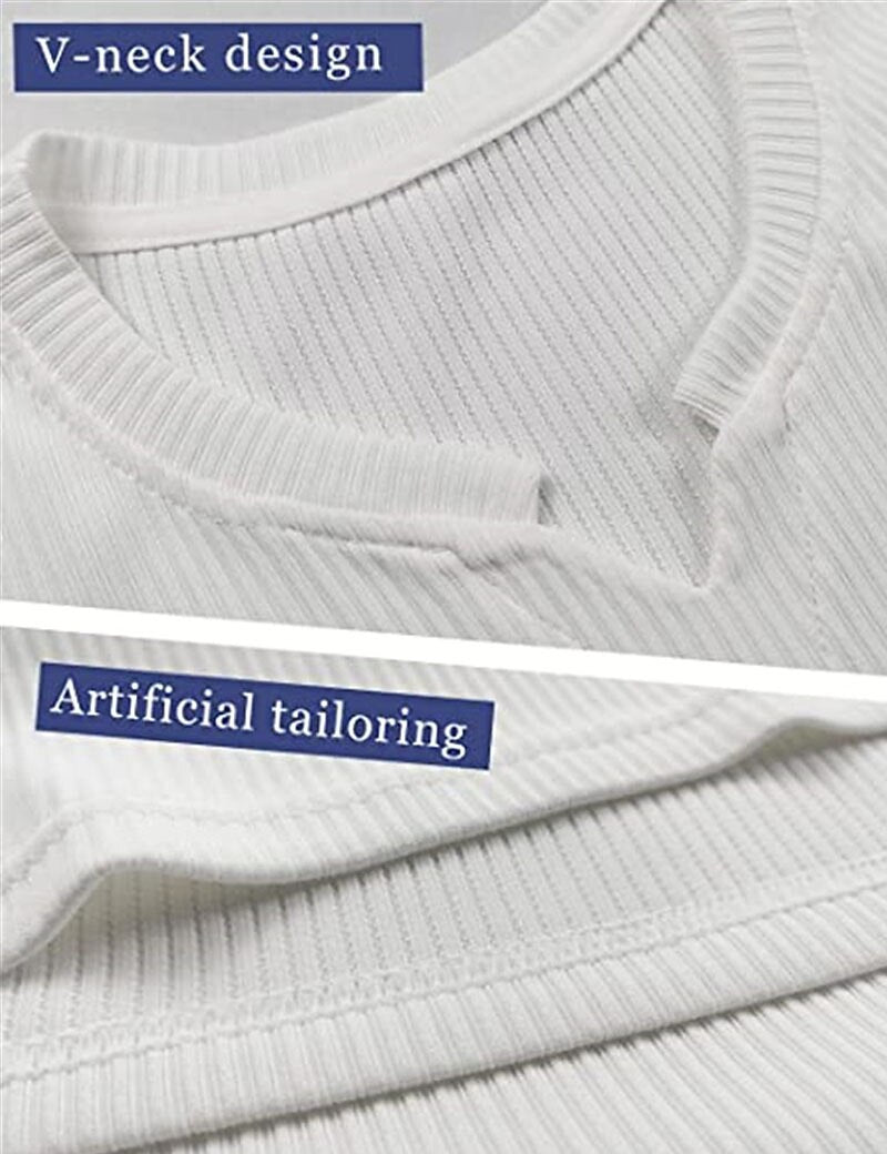 Men's Knitting Basic T-shirt Tee Top Long Sleeve Plain Pit Strip V Neck
