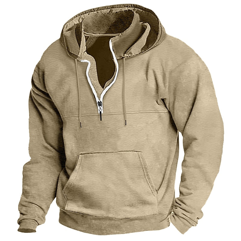 Men's Quarter Zip Tactical Hooded Plain Sports & Outdoor Daily Holiday Streetwear Cool Casual Spring & Fall Clothing Apparel Hoodies