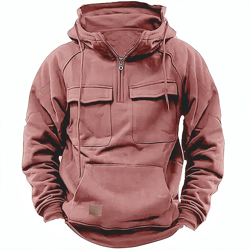 Men's Hoodie Quarter Zip Hoodie Tactical Hoodie Wine Red Black Wine Army Green Navy Blue Hooded Plain Tactical Sports & Outdoor Daily Streetwear Cool Casual Spring & Fall Clothing Apparel Hoodies