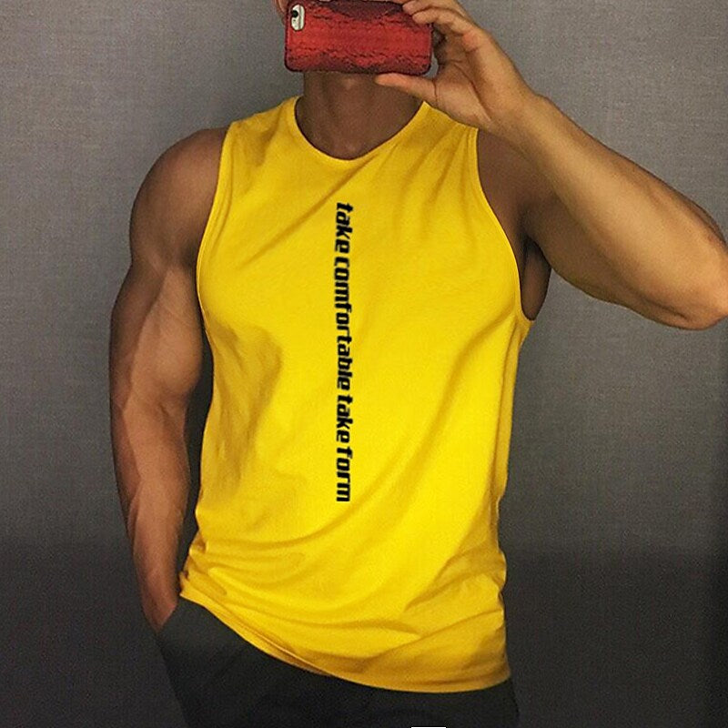 Men's Muscle Sleeveless Vest Men's Quick-drying Sports Loose Short-sleeved T-shirt Fitness Top