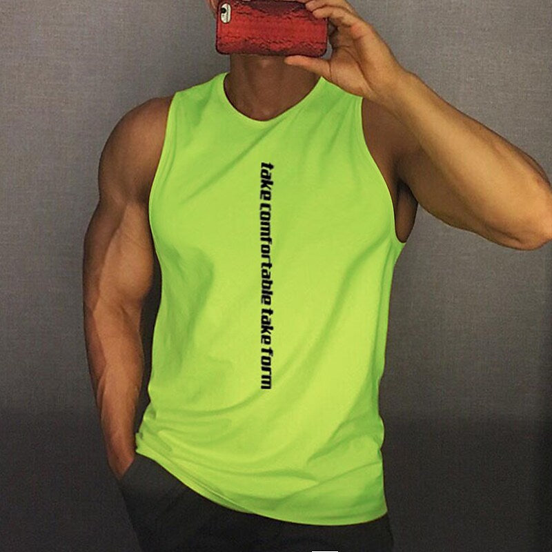 Men's Muscle Sleeveless Vest Men's Quick-drying Sports Loose Short-sleeved T-shirt Fitness Top