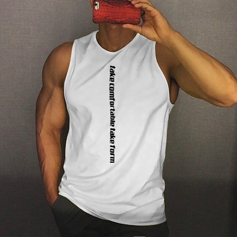 Men's Muscle Sleeveless Vest Men's Quick-drying Sports Loose Short-sleeved T-shirt Fitness Top