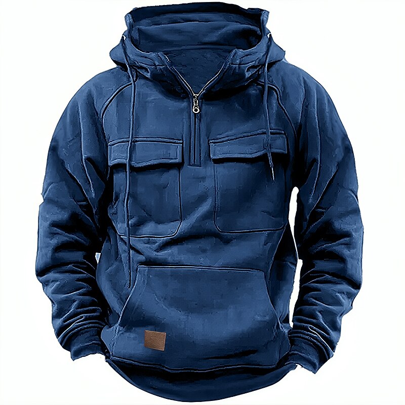 Men's Hoodie Quarter Zip Hoodie Tactical Hoodie Wine Red Black Wine Army Green Navy Blue Hooded Plain Tactical Sports & Outdoor Daily Streetwear Cool Casual Spring & Fall Clothing Apparel Hoodies