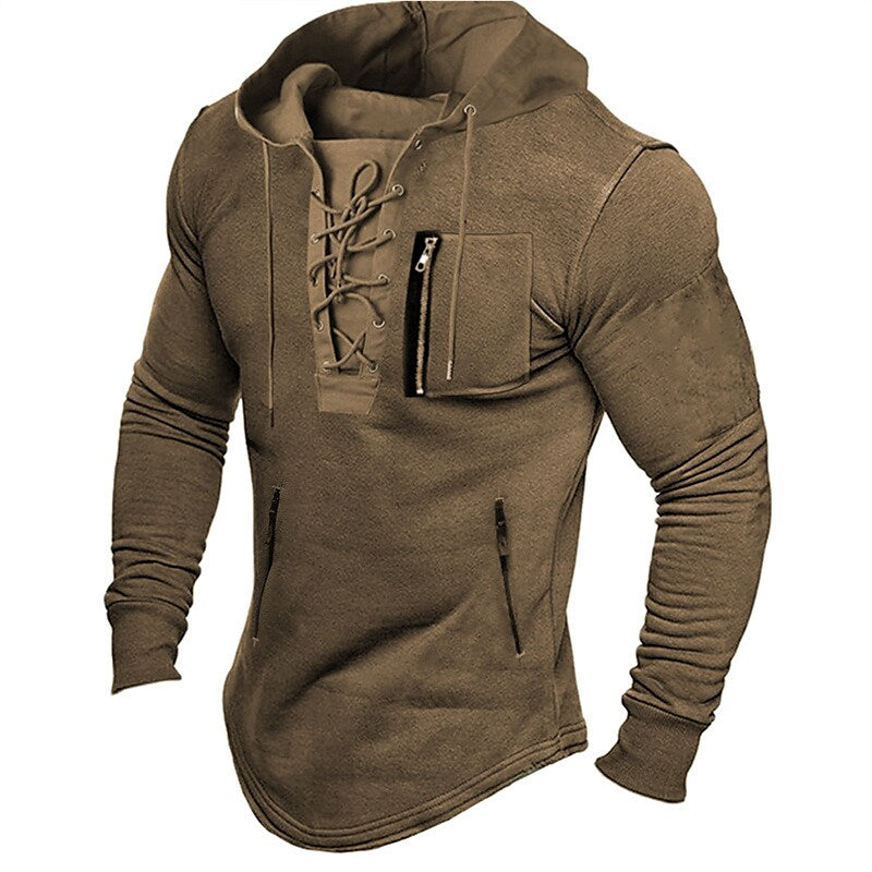 Men's Hoodie Hooded Solid Color Lace up Streetwear Casual Clothing Apparel Hoodies Sweatshirts