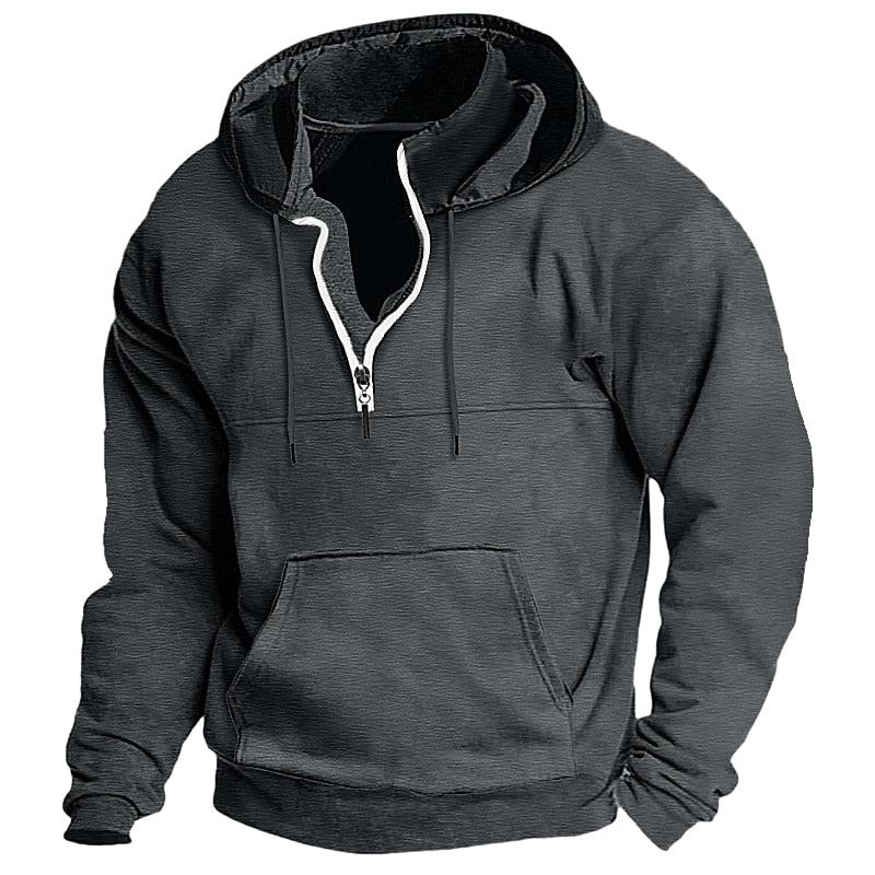 Men's Quarter Zip Tactical Hooded Plain Sports & Outdoor Daily Holiday Streetwear Cool Casual Spring & Fall Clothing Apparel Hoodies