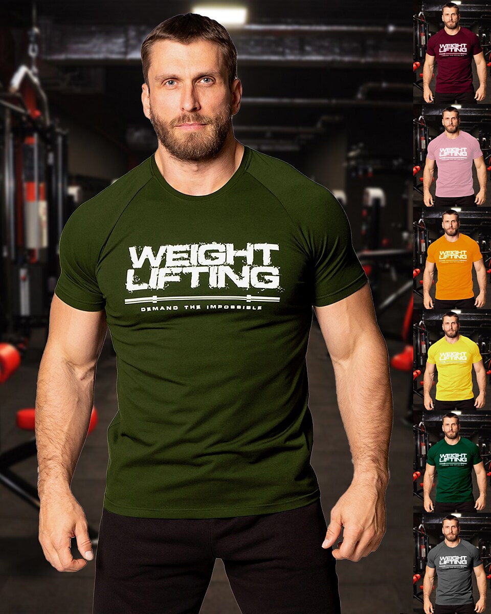 Men's Running Gym Short Sleeve T-shirt Athletic Breathable Wicking Soft Fitness Running Sportswear