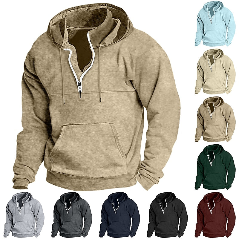 Men's Hoodie Quarter Zip Tactical Hoodie Plain Sports & Outdoor Daily Streetwear