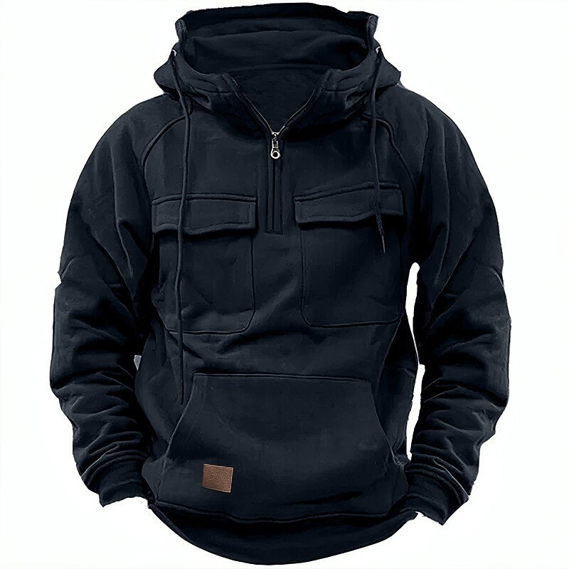 Men's Hoodie Quarter Zip Hoodie Tactical Hoodie Wine Red Black Wine Army Green Navy Blue Hooded Plain Tactical Sports & Outdoor Daily Streetwear Cool Casual Spring & Fall Clothing Apparel Hoodies