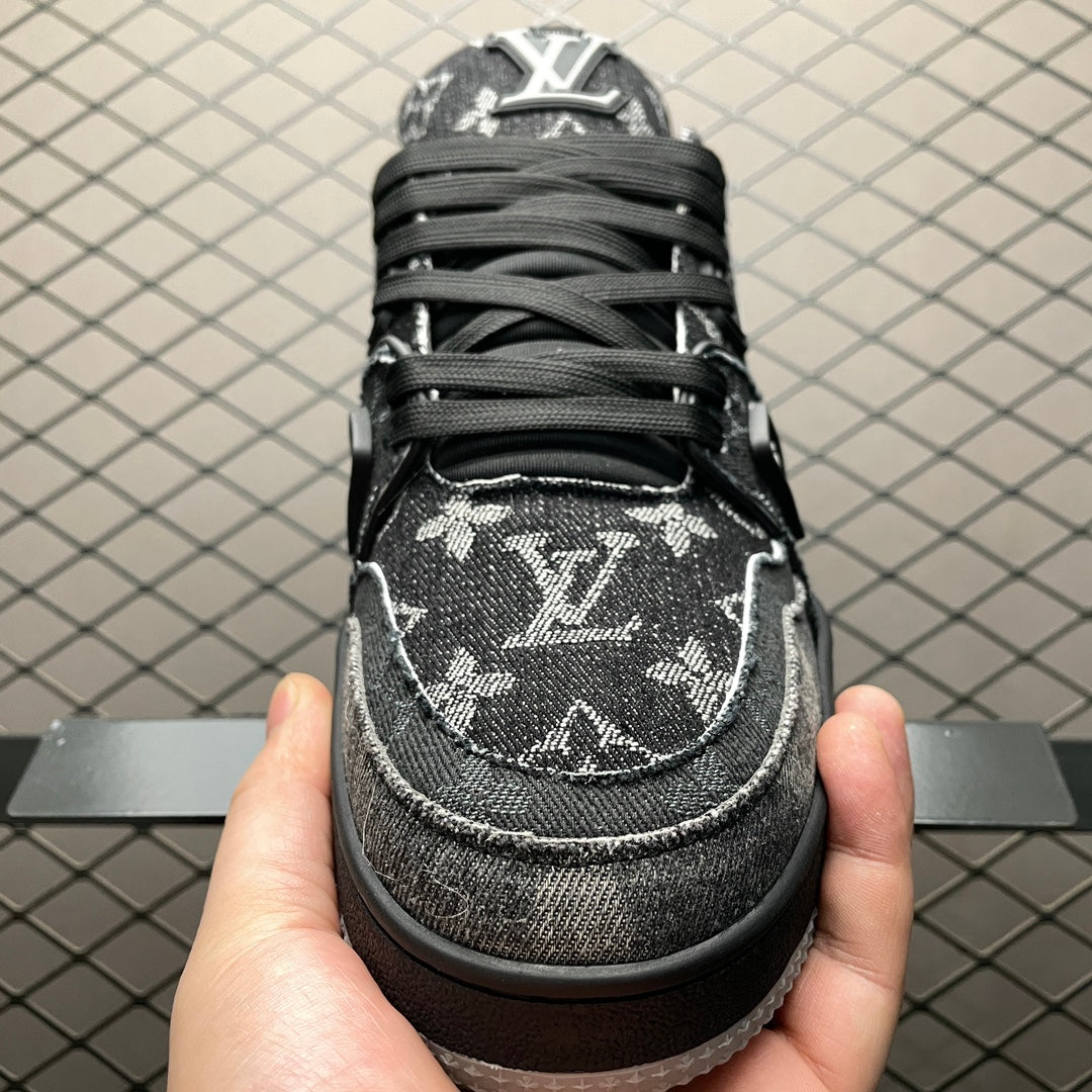 Black Leather Letter Sneaker