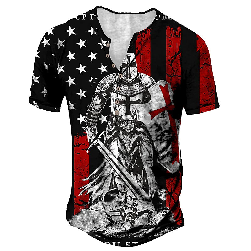 Men's Short Sleeve V-neck Letter Printing Vacation Casual T-shirt