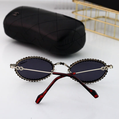 Vintage Full-Rhinestone Metal Sunglasses