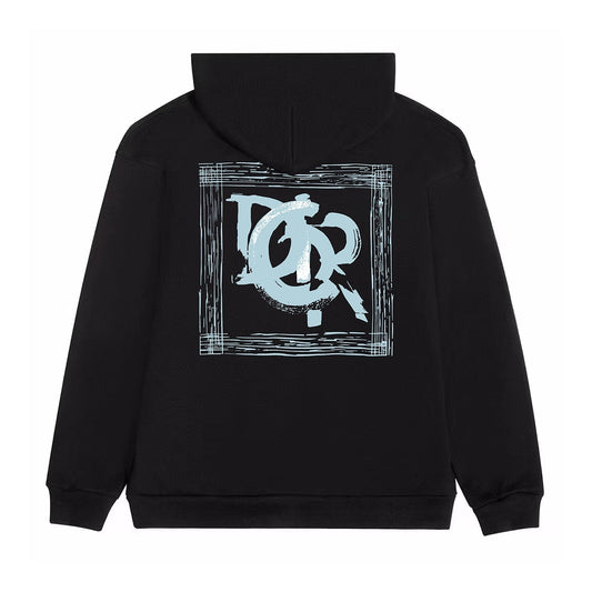 Square Blue Print Hoodie