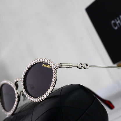 Vintage Full-Rhinestone Metal Sunglasses