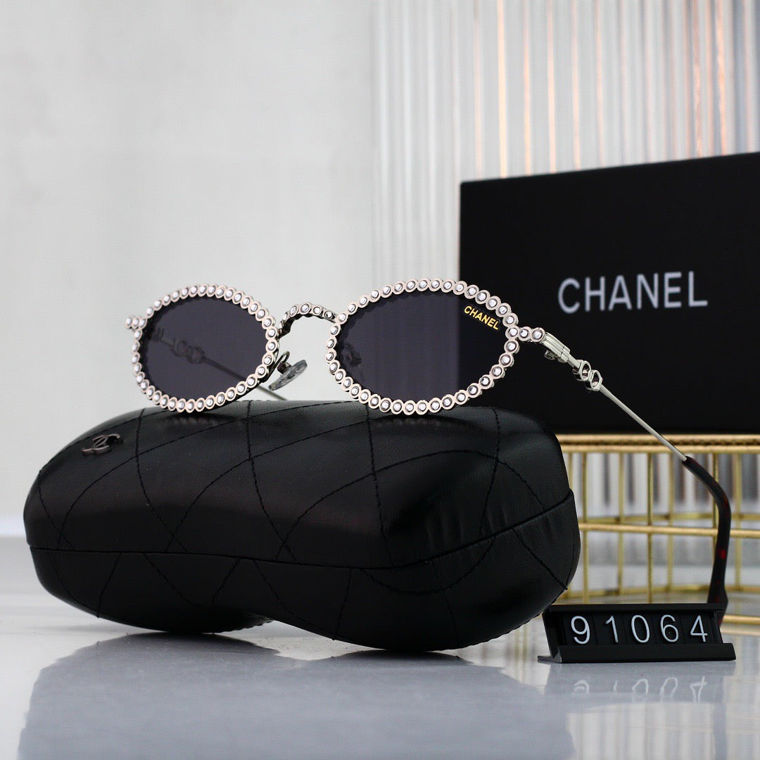 Vintage Full-Rhinestone Metal Sunglasses