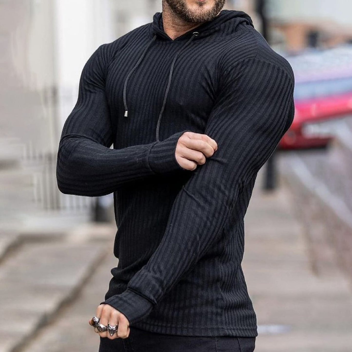 Men's Outdoor Solid Color Long Sleeve Casual Hooded Sweatshirts