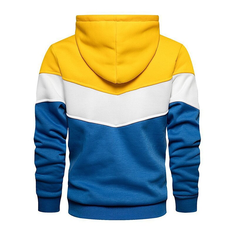 Men's Hoodie Color Block Casual Cotton Hoodies Sweatshirts Long Sleeve