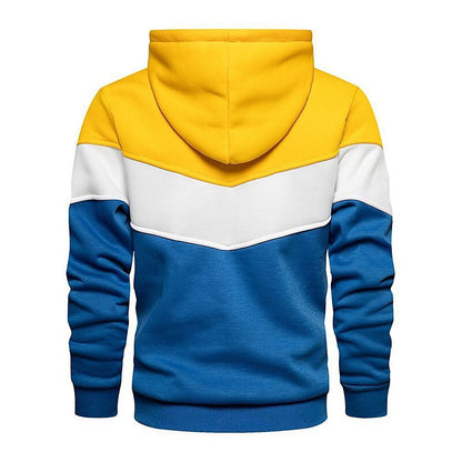 Men's Hoodie Color Block Casual Cotton Hoodies Sweatshirts Long Sleeve