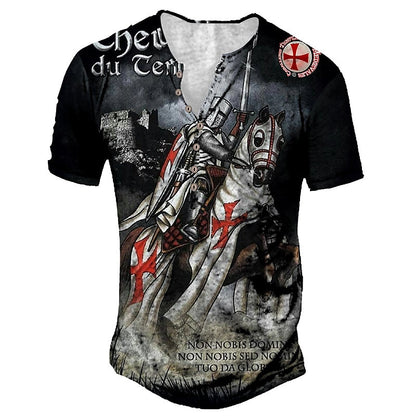 Men's V-neck Short Sleeve Turndown Vacation Work Casual T-shirt