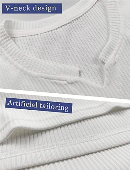 Men's Knitting Basic T-shirt Tee Top Long Sleeve Plain Pit Strip V Neck