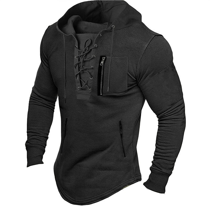 Men's Hoodie Hooded Solid Color Lace up Streetwear  Casual Clothing Apparel Hoodies Sweatshirts