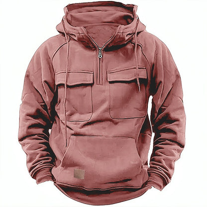 Men's Hoodie Quarter Zip Hoodie Tactical Hoodie Wine Red Black Wine Army Green Navy Blue Hooded Plain Tactical Sports & Outdoor Daily Streetwear Cool Casual Spring &  Fall Clothing Apparel Hoodies