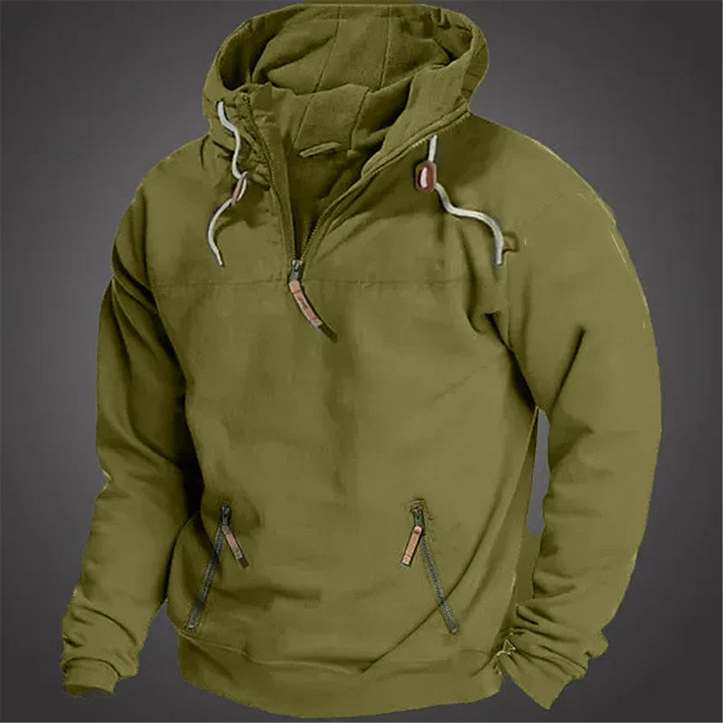 Men's Hoodie Quarter ZipTactical Plain Streetwear Long Sleeve Hoodies Sweatshirts