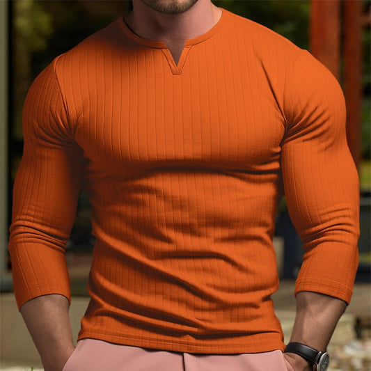Men's Long Sleeve V-Neck T-shirt Tee Top Long Sleeve Shirt Plain