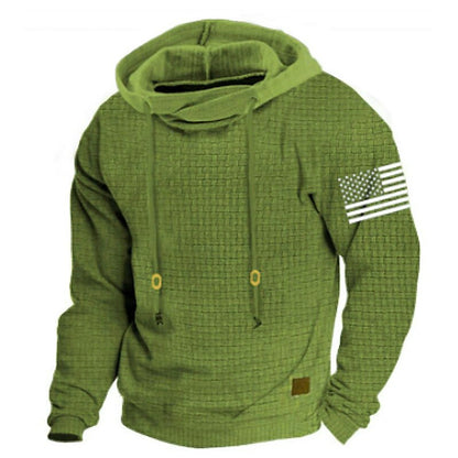 Men's Graphic National Flag Hoodie Casual Waffle Long Sleeve Hoodies Sweatshirts