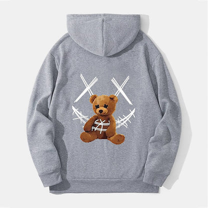 Men's Graphic Bear Print Hoodies Streetwear Sweatshirts Long Sleeve