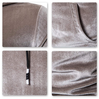 Men's Velour Hooded Cotton Long Sleeve Front Pocket Sweatshirts