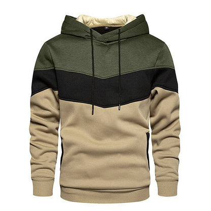 Men's Hoodie Color Block Casual Cotton Hoodies Sweatshirts Long Sleeve