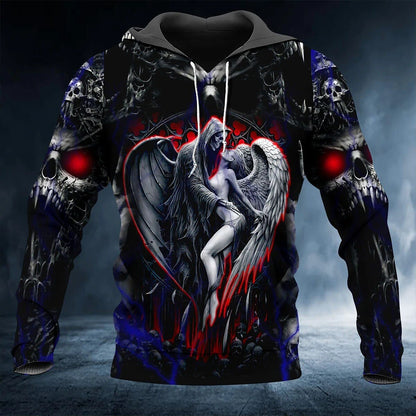 Men's Pullover Hoodie Sweatshirt Skull Graphic Print Streetwear Basic Hoodies