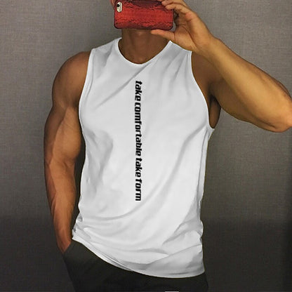 Men's Muscle Sleeveless Vest Men's Quick-drying Sports Loose Short-sleeved T-shirt Fitness Top