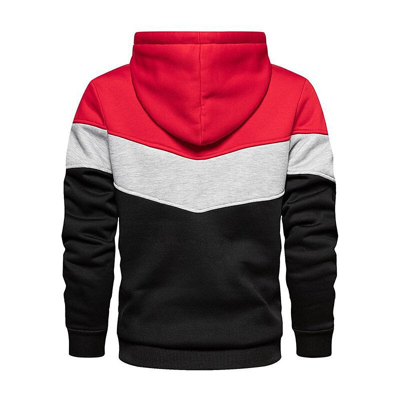 Men's Hoodie Color Block Casual Cotton Hoodies Sweatshirts Long Sleeve