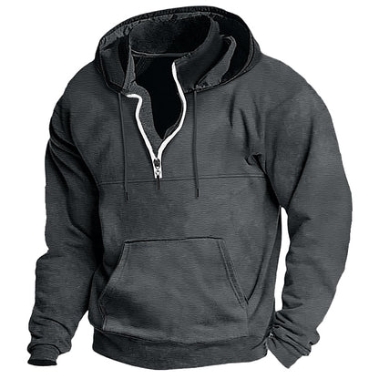 Men's Quarter Zip Tactical Hooded Plain Sports & Outdoor Daily Holiday Streetwear Cool Casual Spring &  Fall Clothing Apparel Hoodies
