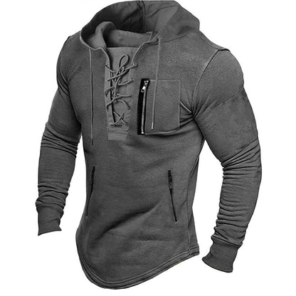 Men's Hoodie Hooded Solid Color Lace up Streetwear  Casual Clothing Apparel Hoodies Sweatshirts