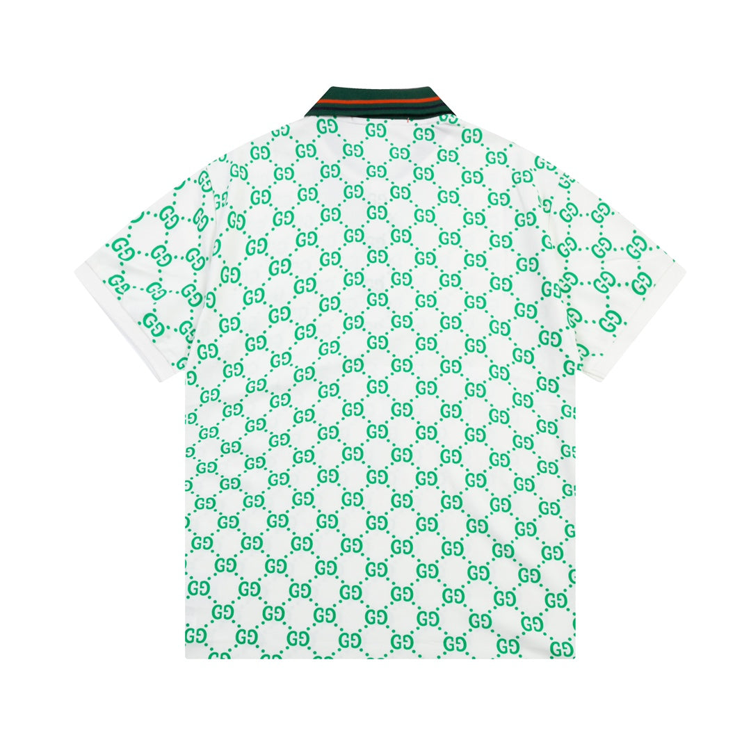 Cotton Vintage Print Polo Shirt