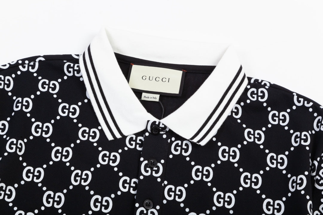 Cotton Vintage Print Polo Shirt