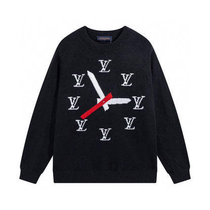 Clock Jacquard Knit Sweater