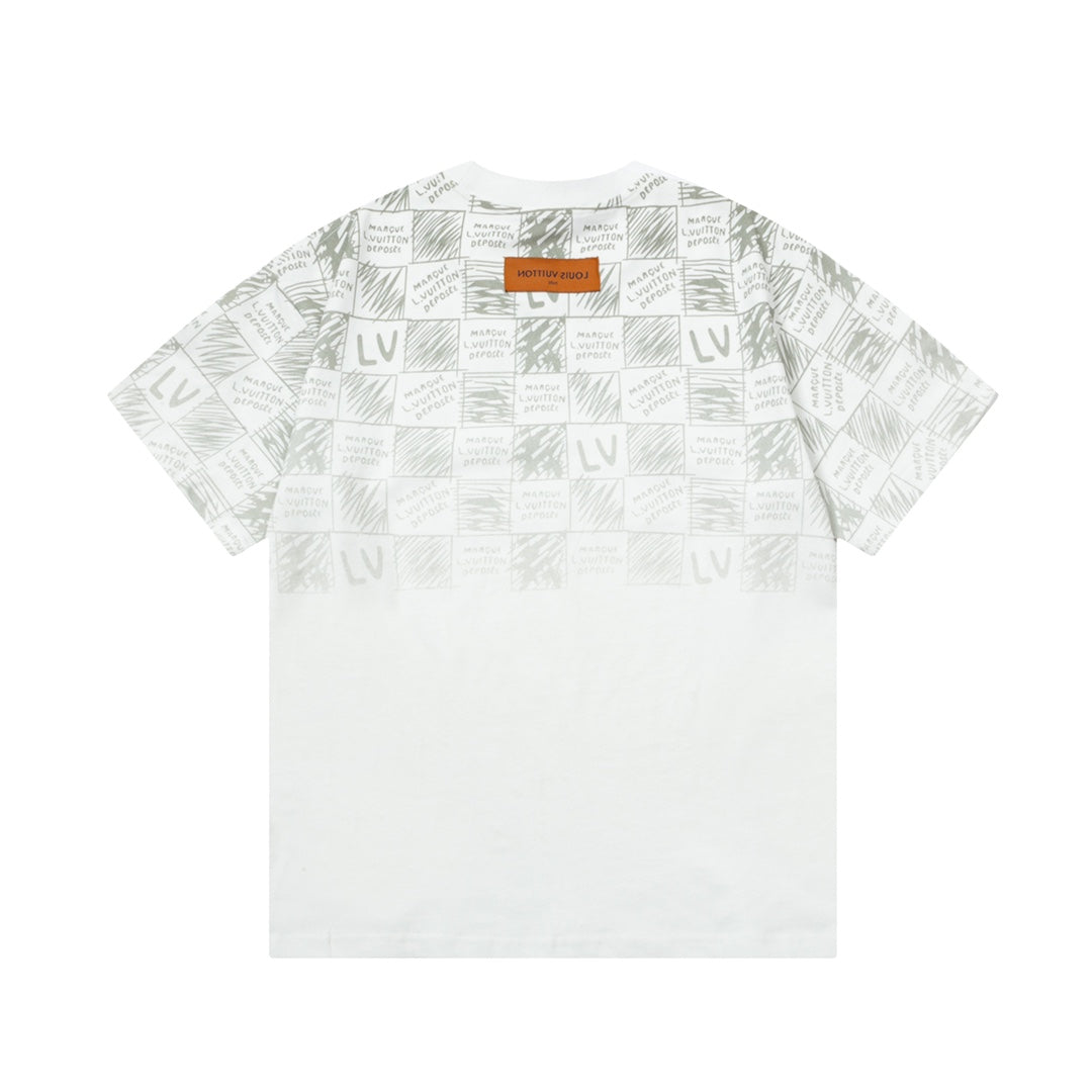 Checkerboard Letter Print T-shirt