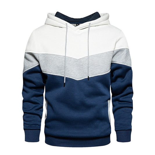 Men's Hoodie Color Block Casual Cotton Hoodies Sweatshirts Long Sleeve