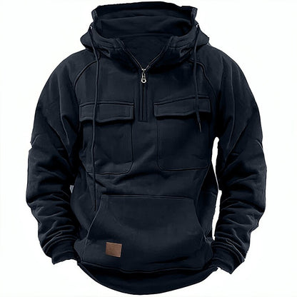 Men's Hoodie Quarter Zip Hoodie Tactical Hoodie Wine Red Black Wine Army Green Navy Blue Hooded Plain Tactical Sports & Outdoor Daily Streetwear Cool Casual Spring &  Fall Clothing Apparel Hoodies